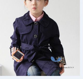 New Children Clothing Cute Girls Pure Color Elegant Coat Outerwear AGES2 7Y
