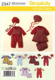 Simplicity Pattern 2347 Baby Clothes Romper Dress XXS L