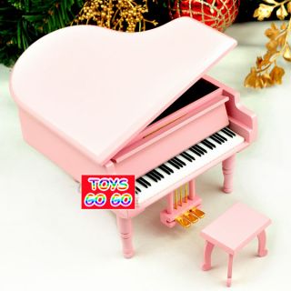 Pink Wind Up Wooden Toy Music Box Piano Favours MB003