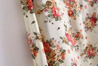 Womens European Fashion Collar Flower Print Long Sleeve Shirt Blouse B4047MS