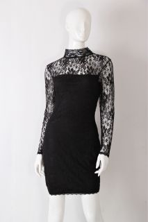 Black Long Sleeve Open Back Women Sexy Evening Party Cocktail Lace Mini Dress 34
