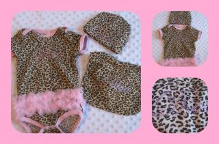 Baby Infants Girls Clothes Leopard Diva Print Frilly Vest Tulle Hat Bib Outfit