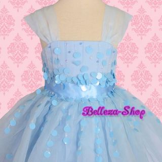Blue Wedding Flower Girl Pageant Party Dress