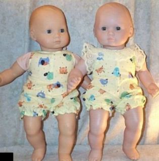 Doll Clothes 14 15 16" inch Fit American Girl Bitty Baby Twin 2 Pcs Onsie
