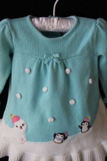 Baby Toddler Girl Clothes Gymboree Playful Penguin Knit Sweater Dress 18 24 M