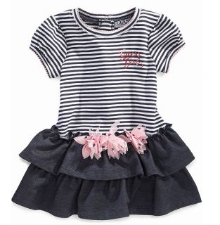 Guess Designer Baby Girl Clothes Dress Navy Blue Denim 12 18 24 Months