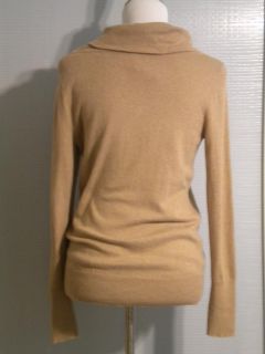 Chico's Chicos Size 1 Taupe Knit Pullover Sweater Cowl Neck Long Sleeves