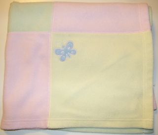 Carters Pink Yellow Green Blue Butterfly Baby Blanket