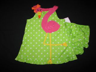 New "Neon Flamingo" Sun Dress Girls Clothes 6M Spring Summer Boutique Baby