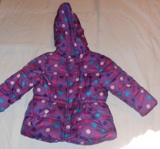 Faded Glory Toddler Girl's Purple Polka Dot Winter Snow Coat Size 24 Months