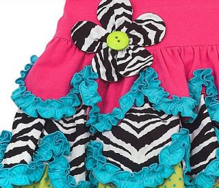 New Girls RARE Editions Sz 8 Pink Zebra Flower Scalloped Dress Clothes Birthday