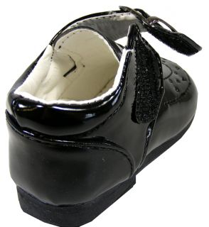 New Baby Toddler Boys Black Velcro Christening Wedding Shoes Sz Size 0 1 2 3 4 5
