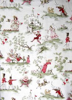 Over Moon Antique Red Sage Covington Baby Toile Fabric