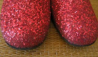 Red Glitter Sparkle Girls Dorothy Costume Shoes Flats Sz 2 5 Two and A Half