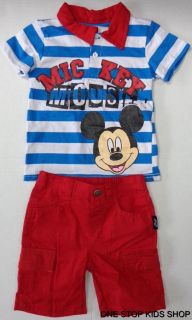 Mickey Mouse Toddler Boys 2T 3T 4T 5T Set Outfit Shirt Shorts Disney