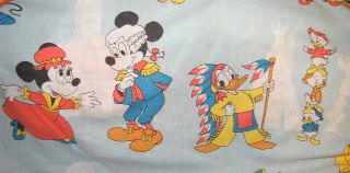 Vintage Disney Mickey Minnie Mouse Flat Fabric Bed Sheet Craft Material Donald