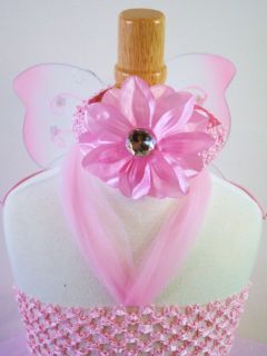 Baby Girls Tutu Dress Skirt Pink Flower Headband Butterfly Wings Infant Size 6