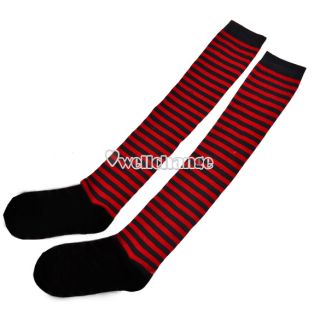 W3LE New Fashion Thigh High Striped Socks Stockings Over Knee Girls Women Hot