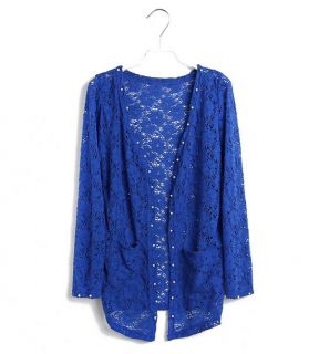New Sexy Womens Lace Top Solid Color Floral Crochet Lace Vintage Lace Cardigan