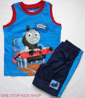 Thomas The Train Toddler Boys 24 MO 2T 3T 4T 5T Set Outfit Shirt Tank Top Shorts