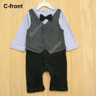 Baby Kid Toddler Boy Gentleman Onesie Bodysuit Romper Jumpsuit Tuxedo Outfit Set
