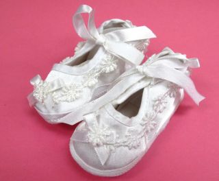 Baby Boy Girl Satin White Christening Wedding Shoe 0 3M