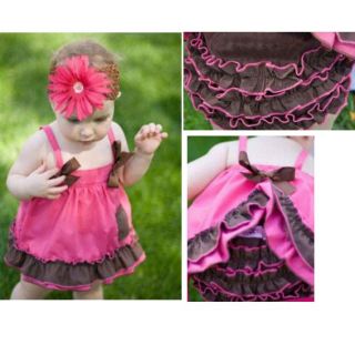 Girl Baby Ruffle Top Dress Pants Set New Bloomers Nappy Cover Size 0 3Y