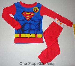 Batman or Superman Boys 24 MO 2T 3T 4T 5T PJs Set Pajamas Shirt Pants Super Hero