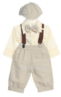 New Baby Boys Ivory Tan Knickers Vintage Suit Outfit Set Easter Christmas 0 4T