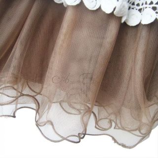 Girl Toddler Kid Long Sleeve Lace Party Tulle Dress Belt Bowknot Clothing Sz 3 7