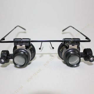 Eyeglasses Jeweler 20x Magnifier Glass Loupe LED Light Watch Repair JU9