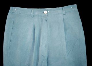 Norm Thompson Silk Sz 8P Petite Womens Blue Turquoise Dress Pants Slacks 5F93