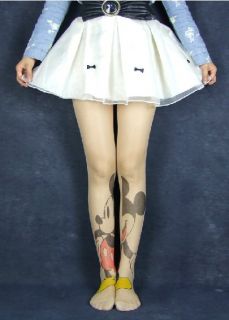 New Cute Mickey Minnie Transparent Tattoo Pantyhose Stockings Tights Legging