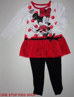 Minnie Mouse Girls 24 MO 2T 3T 4T 4 5 6 6X Set Outfit Tutu Shirt Pants Disney