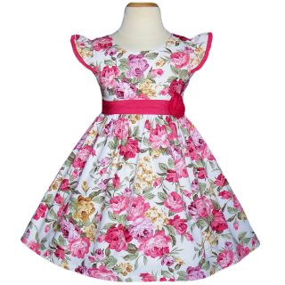 Flower Pink Birthday Party Clothing Baby Girls Dresses Kids Size 2 7 Year