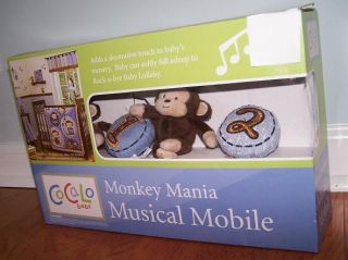 Cocalo Baby Monkey Mania Musical Mobile Numbers 1 2 White Stars Stripes New