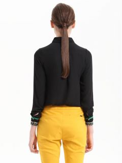 New Womens European Fashion Cuff Collar Flower Long Sleeve Shirts Blouse B3796