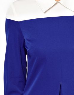 New Womens European Fashion Collar Long Sleeve Splice Color Dress B3679MS