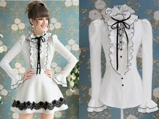 Lolita Princess Shirt Gothic Palace Bowknot Chiffon Turtleneck Shirt Blouse A114