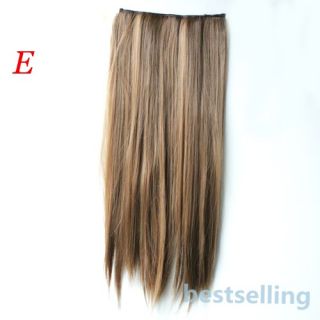 Women Long Straight Hair One Piece 5 Clips in Hair Extensions Full Head Top
