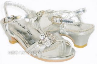 Cute Rhinestone Strappy Ankle Strap Sandal Pageant Flower Girl Wedding Low Heel