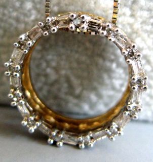 Baguette 1 4ct Diamond 10K Gold Circle Pendant Necklace