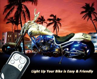 10pc 15 Color RGB LED Motorcycle Light Kit Remote Control 6 LEDs per Strip