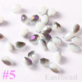 100pcs Teardrop Spacer Loose Beads Faceted Glass Crystal Finding 10 Colors 3 5mm