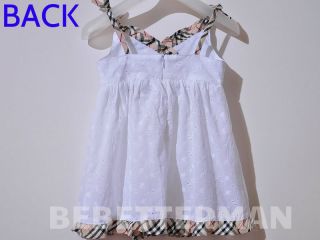 New England Check Pattern White Floral Girl Baby Clothes Vest Dress Infant 1 5yr