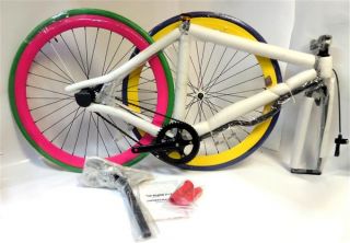 Pure Fix Cycles Fixed Gear Single Speed Urban Fixie 50cm Bicycle Neon Confetti