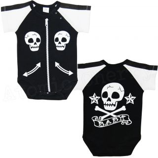 Skull Moto Baby Onesie Rockabilly Punk Gothic Infant Romper New Cool Tattoo