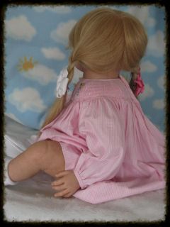 Reborn OOAK Lifelike Fake Baby Girl Toddler Ella Mae Jannie de Lange Human Hair