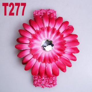 Baby Girls Crochet Headband Daisy Flower Hair Clip 14 Color 