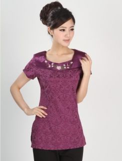 White Purple Chinese Women's Top Dress T Shirt Sz M L XL XXL XXXL